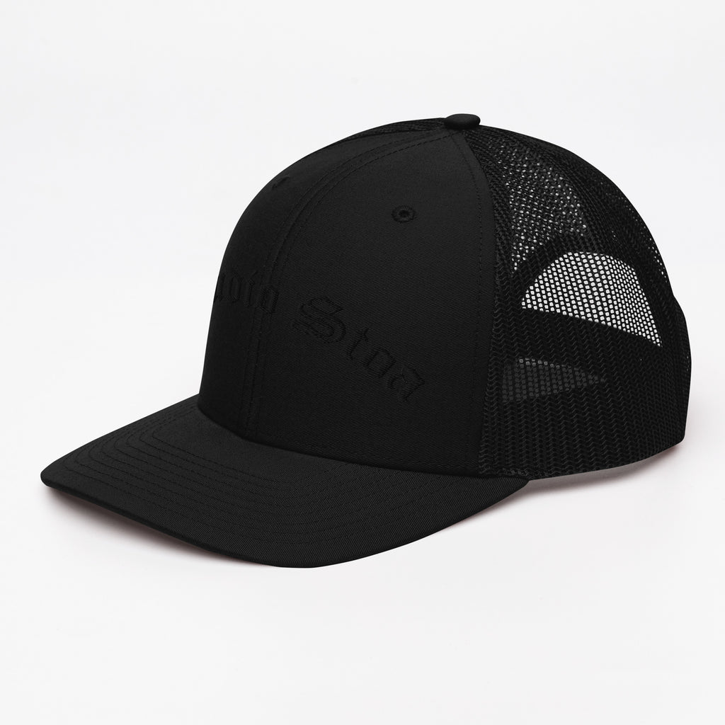 Studio Stoa Trucker Cap black snapback left front view