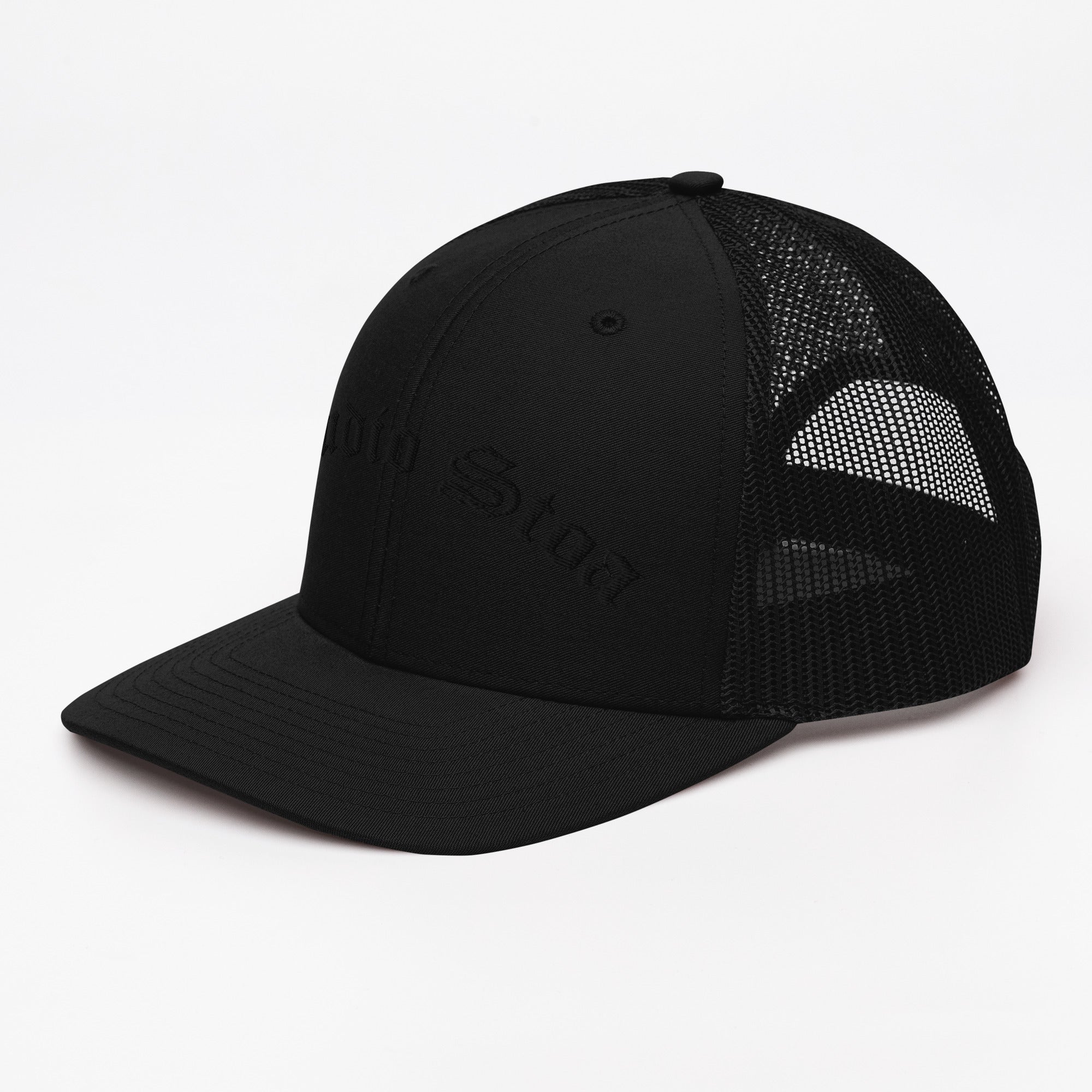 Studio Stoa Trucker Cap black snapback left front view