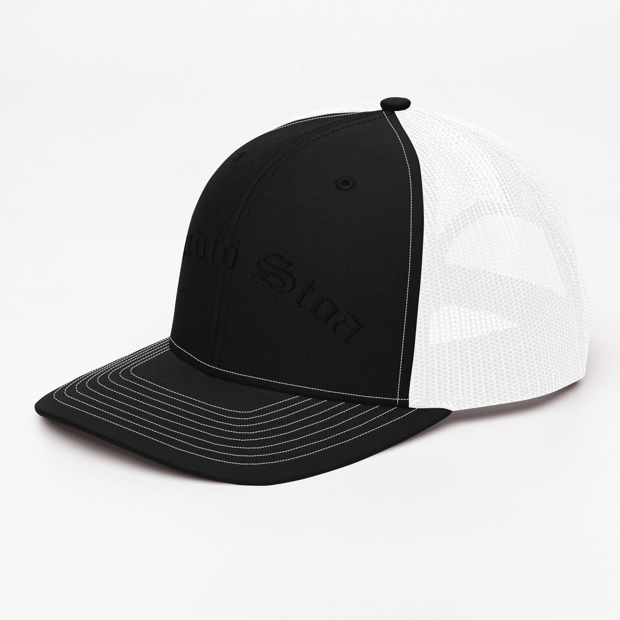 Studio Stoa Trucker Cap black white snapback left front view