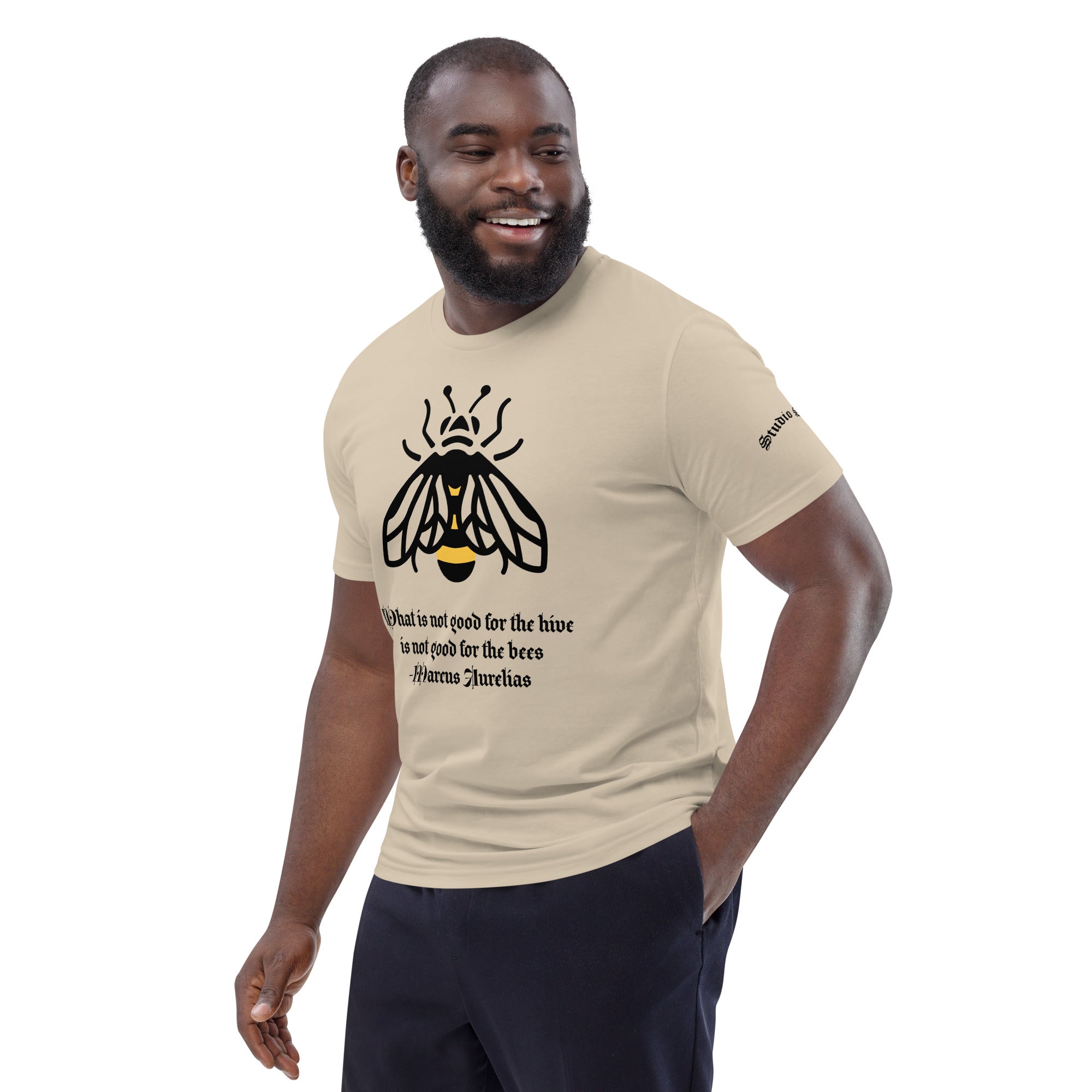 Marcus Aurelius Quote graphic tee desert dust organic cotton left front view